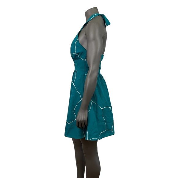 Susana Monaco Halter Dress Women 6 Blue Mini Fit & Flare Party Short - Picture 3 of 10